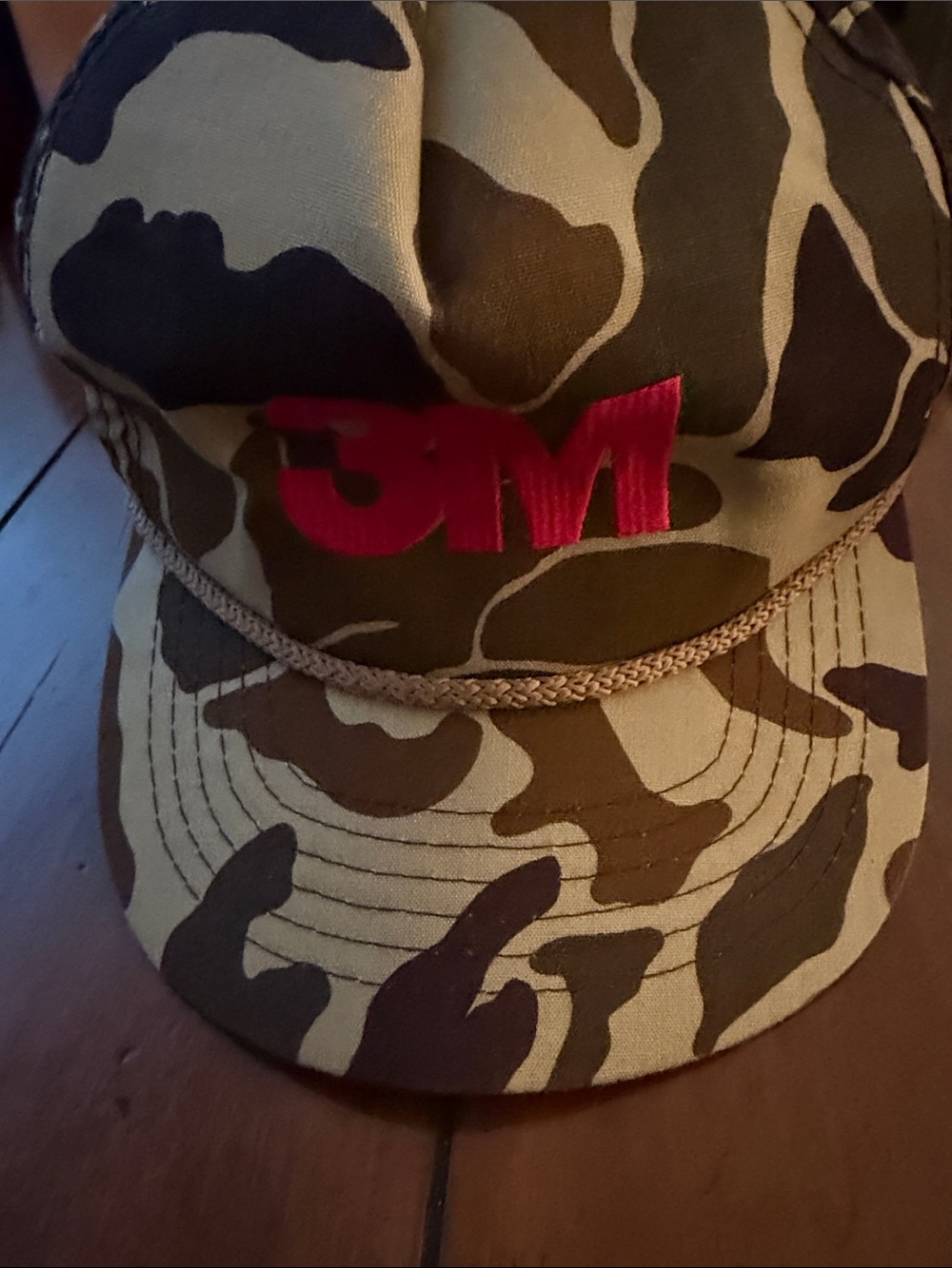 Camouflage Men's Trucker Cap with Red Logo